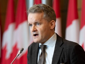 Labour Minister Seamus O’Regan speaks during a news conference, Wednesday, October 19, 2022 in Ottawa.