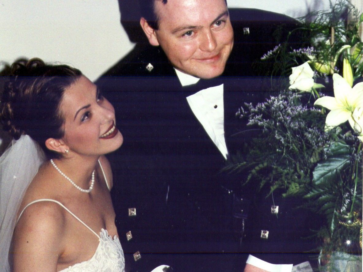 A 2000 wedding photo of Danielle Smith and her first husband, Sean McKinsley.
