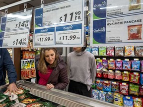 Deputy Prime Minister Chrystia Freeland grocery shops in Toronto on April 3, 2023.