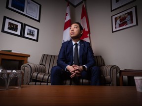 Independent MP Kevin Vuong (Spadina-Fort York) in his office in Ottawa, Ont. on Thursday, March 23, 2023.