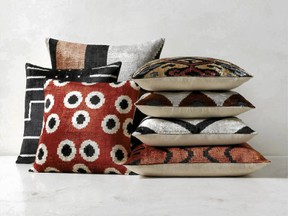 Decorative pillows not only look great, they add comfort when relaxing at home. Molti Turkish Silk Throw Pillows, $229, www.cb2.ca
