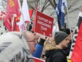 PSAC members rally for families with younger children who will be impacted by return-to-office orders for public servants, March 31, 2023.