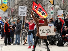 A PSAC picket line in Downtown Ottawa on April 27, 2023. The vast majority of PSAC workers were seated, while maybe a hundred or so actually walked a picket line at any given time.