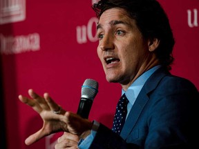 PPrime Minister Justin Trudeau speaks to students at the University of Ottawa on April 24.