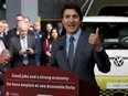 Prime Minister Justin Trudeau speaks at a news conference in St. Thomas, Ont., on April 21, 2023.