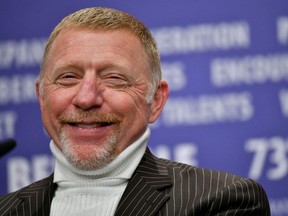 German tennis legend Boris Becker attends a press conference for the film "Boom! Boom! The World vs. Boris Becker" presented in the Berlinale Special Gala section of the Berlinale, Europe's first major film festival of the year, on February 19, 2023 in Berlin.