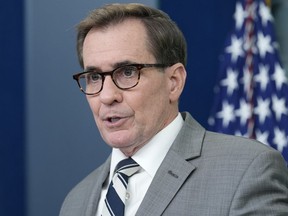 National Security Council spokesman John Kirby speaks during the daily briefing at the White House in Washington, Thursday, April 20, 2023.