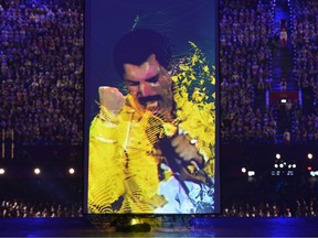 FILE: The late Freddie Mercury is displayed on screen during the Closing Ceremony on Day 16 of the London 2012 Olympic Games at Olympic Stadium on August 12, 2012 in London, England.
