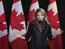 Foreign Affairs Minister Melanie Joly speaks to the media at the Hamilton Convention Centre, in Hamilton, Ont., ahead of the Liberal Cabinet retreat, on Monday, January 23, 2023. THE CANADIAN PRESS/Nick Iwanyshyn