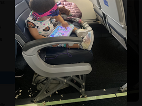 “The flight attendant @united just made my 22 week pregnant wife traveling with a 5 year old and 2 year old get on her hands and knees to pick up the popcorn mess by my youngest daughter,” Bass tweeted with a photo of the kids. “Are you kidding me?!?!”