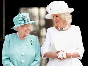 Queen Elizabeth II and Camilla, Duchess of Cornwall,President Trump State Banquet June 2019 - Getty