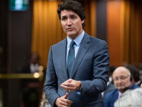 Prime Minister Justin Trudeau rises during Question Period on Parliament Hill in Ottawa, on Wednesday, April 19, 2023.&ampnbsp;The Washington Post says Prime Minister Justin Trudeau privately told NATO that Canada would never meet the military alliance's targets for defence spending.