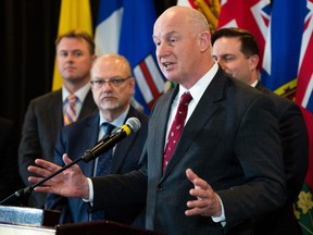 British Columbia Minister of Public Safety and Solicitor General Mike Farnworth speaks during a Federal-Provincial-Territorial (FPT) Ministers press conference in Ottawa on March 10, 2023.