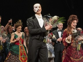 'The Phantom of the Opera' cast appear at the curtain call following the final Broadway performance at the Majestic Theatre on Sunday, April 16, 2023, in New York.