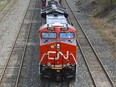 A Canadian National Railway locomotive pictured in Montreal in early 2021. Th railway has announced they are hauling way fewer consumer goods than normal; a sure sign that a recession is already underway.