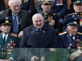 In this file photo taken on May 09, 2023 Belarus' President Alexander Lukashenko attends the Victory Day military parade at Red Square in central Moscow.