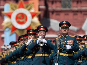 Russian service members take part in a military parade on Victory Day, which marks the 78th anniversary of the victory over Nazi Germany in World War Two, in Red Square in central Moscow, Russia May 9, 2023.