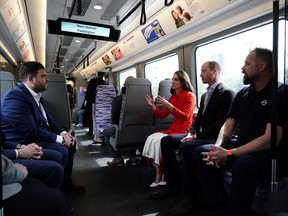 William, Prince of Wales and Catherine, Princess of Wales, travel on the London Underground's Elizabeth Line on Thursday.