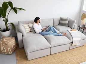 Cozey's sofa in the colour Dream Grey. SUPPLIED.