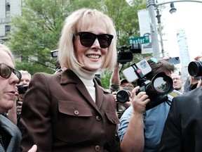 Writer E. Jean Carroll leaves a Manhattan courthouse after a jury found former U.S. President Donald Trump liable for sexually abusing her in a Manhattan department store in the 1990’s, on May 09, 2023.