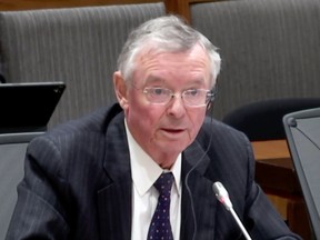 Pierre Elliott Trudeau Foundation Chair Edward Johnson testifies before the House of Commons ethics committee on May 9, 2023.