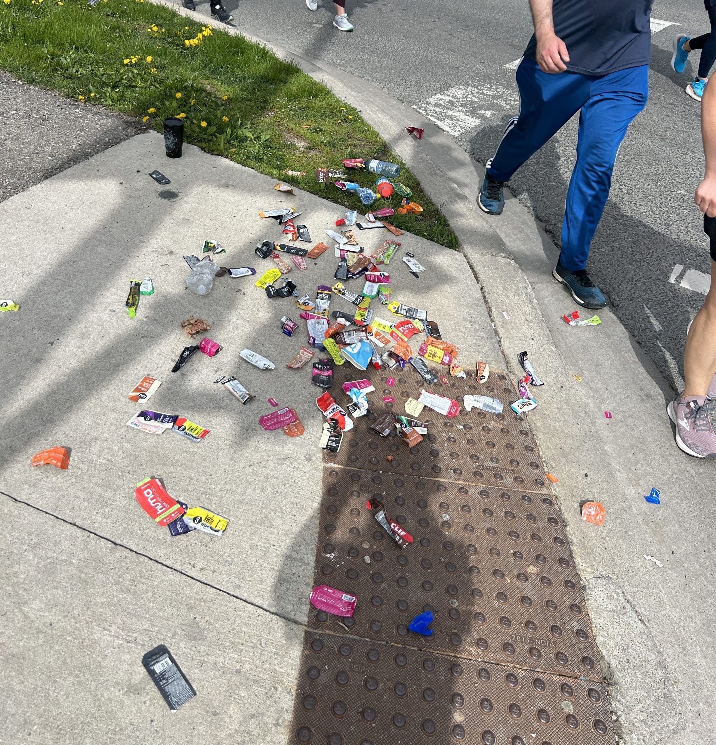 A rainbow of energy gel packets.