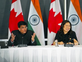 International Trade Minister Mary Ng host India’s Commerce and Industry Minister Piyush Goyal in Ottawa on May 8, 2023.