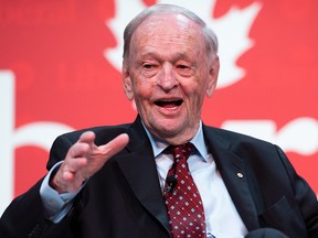 Former prime minister Jean Chrétien delivers the keynote address on the second day of the Liberal Party of Canada's recent national policy convention, May 5, 2023.