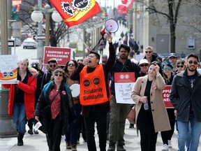 About a thousand PSAC strikers picketed in front of 90 Elgin Street Thursday in downtown Ottawa. 
JULIE OLIVER/Postmedia