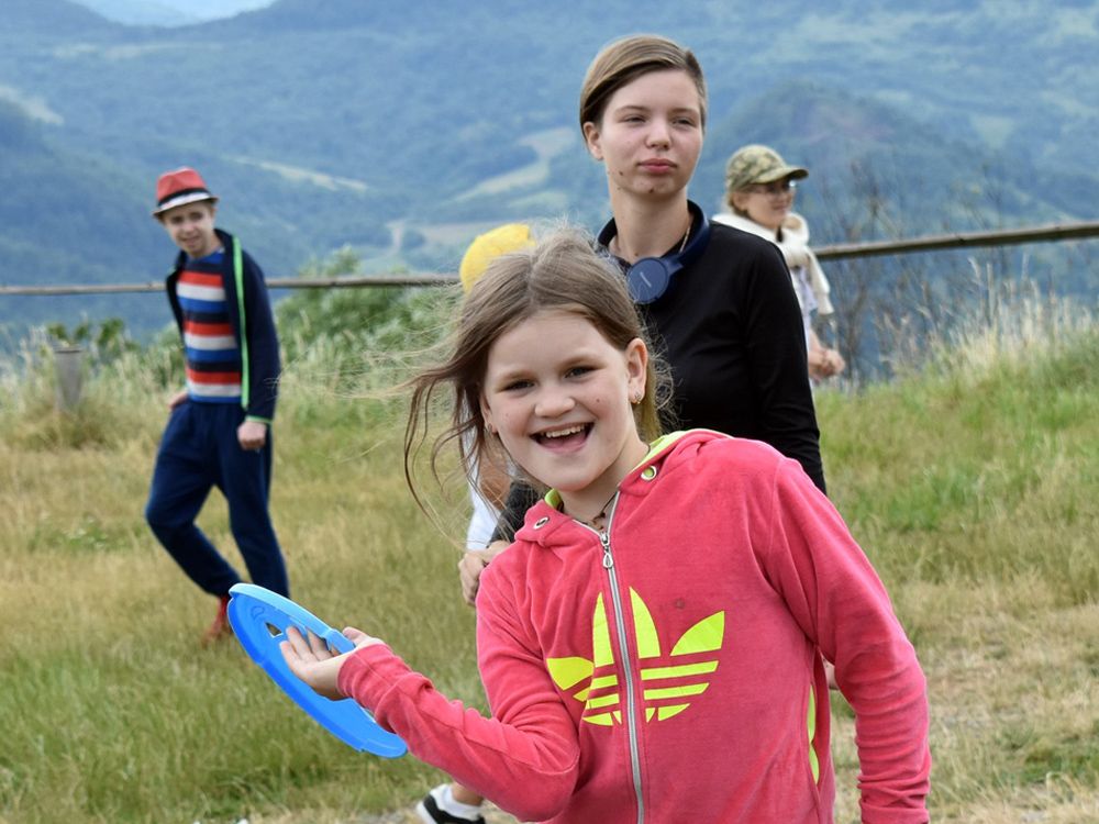 Ukrainian children at camp.