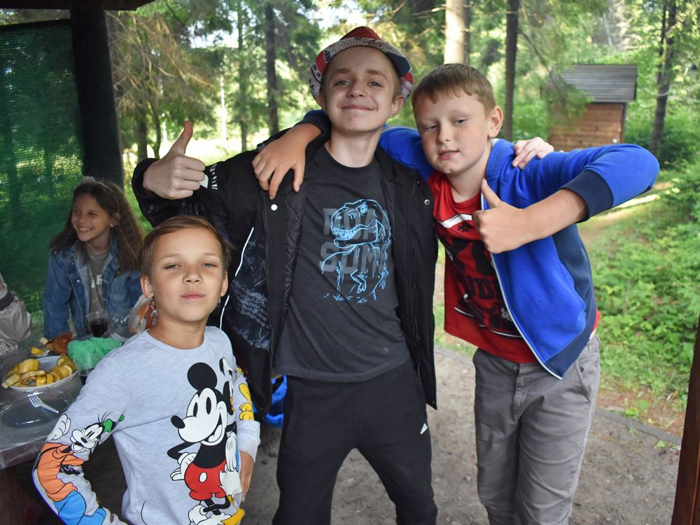 Ukrainian children at camp.