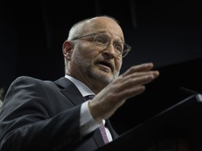Minister of Justice and Attorney General of Canada David Lametti speaks during a news conference in Ottawa, Wednesday, April 26, 2023.&ampnbsp;Lametti and the federal government are expected to introduce bail reform laws to the House of Commons as early as tomorrow. THE&ampnbsp;CANADIAN PRESS/Adrian Wyld