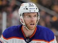 Connor McDavid #97 of the Edmonton Oilers waits for a faceoff in the first period of Game Two of the Second Round of the 2023 Stanley Cup Playoffs against the Vegas Golden Knights at T-Mobile Arena on May 06, 2023 in Las Vegas, Nevada.