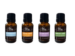 Essential oils help to boost moods and alleviate stress. The Ultimate Wellness 4-Pack Essential Oils, $175, blissessential.co
