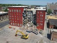 An aerial view of a six-story apartment building in Iowa