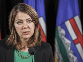 United Conservative Party Leader Danielle Smith makes an election campaign announcement in Calgary, Thursday, May 11, 2023.