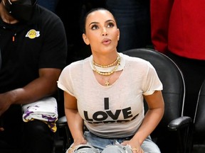Kim Kardashian attends a playoff basketball game between the Los Angeles Lakers and the Golden State Warriors at Crypto.com Arena on May 08, 2023 in Los Angeles, California.