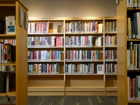 Wall of library books
