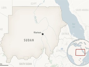 This is a locator map for Sudan with its capital, Khartoum. (AP Photo)