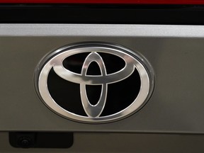 FILE - The Toyota logo is shown on a vehicle at the Philadelphia Auto Show on Jan. 27, 2023, in Philadelphia.