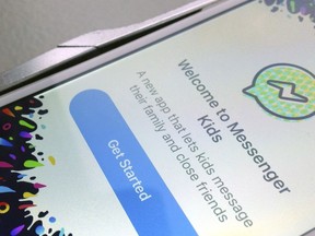 FILE - This photo shows the Facebook's Messenger Kids application on an iPhone in New York, Feb. 16, 2018. U.S. regulators say Facebook misled parents and failed to protect the privacy of children using its Messenger Kids app. The Federal Trade Commission says Facebook misrepresented the access it provided to app developers to private user data. As a result, the FTC on Wednesday, May 3, 2023 proposed sweeping changes to a 2020 privacy order with Facebook -- now called Meta -- that would prohibit it from profiting from data it collects on users under 18.