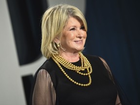 FILE - Martha Stewart arrives at the Vanity Fair Oscar Party, Feb. 9, 2020, in Beverly Hills, Calif. At 81, Stewart isn't slowing down and some might say she's heating up as one of Sports Illustrated's 2023 cover models. In an Instagram post Monday, May 15, 2023, the businesswoman and media personality wrote she hopes the cover inspires people "to try new things, no matter what stage of life you're in."