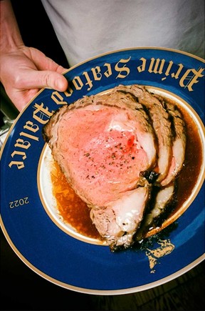 Sliced prime rib at Prime Seafood Palace in Toronto.