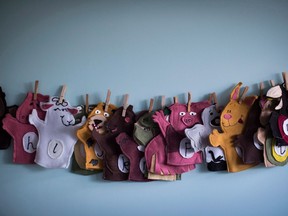 Animal puppets are seen at a daycare facility in Langley, B.C., on May 29, 2018. Ontario's financial watchdog says in a new report that $10-a-day child care has the potential to see nearly 100,000 more women enter the labour market, but only if the government creates more daycare spaces.