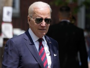 FILE - President Joe Biden departs after having lunch with family at Vietnam Cafe in Philadelphia, on May 15, 2023. Biden plans to mark Jewish American Heritage Month by highlighting his administration's efforts to combat antisemitism at a White House reception that will feature performances from the stars of the Broadway revival of the "Parade."