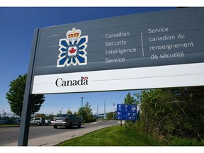 Sign for the Canadian Security Intelligence Service building in Ottawa.