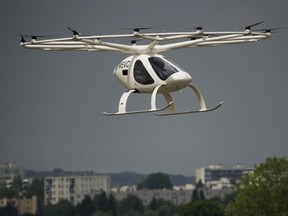 The Volocopter 2X, an electric vertical takeoff and landing multicopter