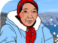 Illustration of Inuit author Mitiarjuk Nappaaluk