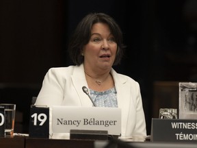 Nancy Bélanger, Commissioner of Lobbying waits to appear at the Access to Information, Privacy and Ethics committee, in Ottawa, Tuesday, June 20, 2023. Belanger says the law needs to be changed to ban former public office holders from lobbying on behalf of corporations.
