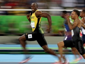 Usain Bolt mid-run